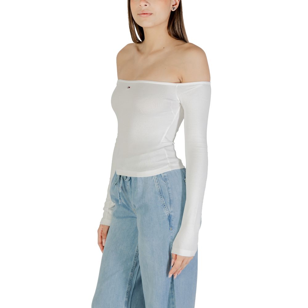 Tommy Hilfiger Jeans Cream Recycled Cotton Long Sleeve T-Shirt | Regal Royce