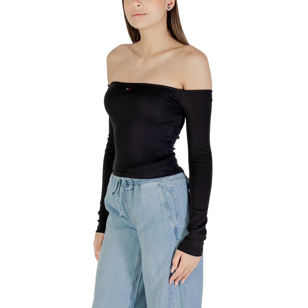 Tommy Hilfiger Jeans Black Recycled Cotton Long Sleeve T-Shirt | Regal Royce