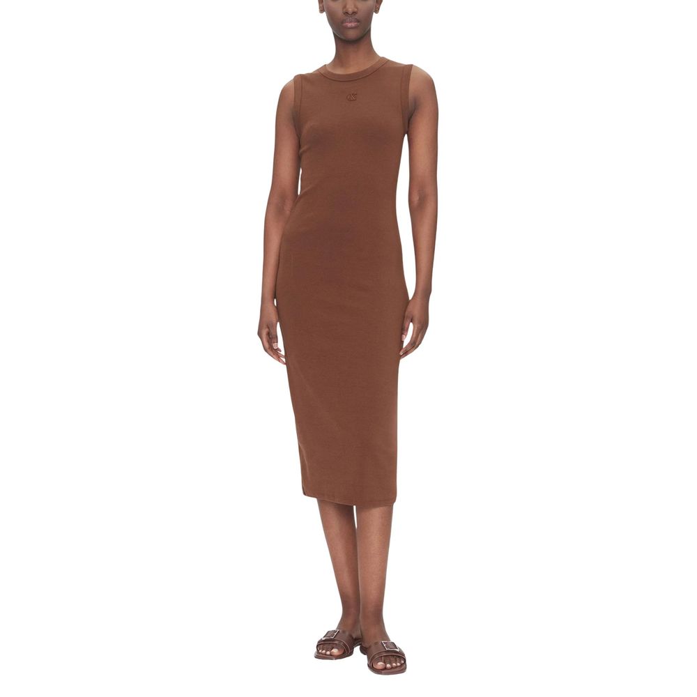 Calvin Klein Jeans Brown Cotton Long Dress | Regal Royce