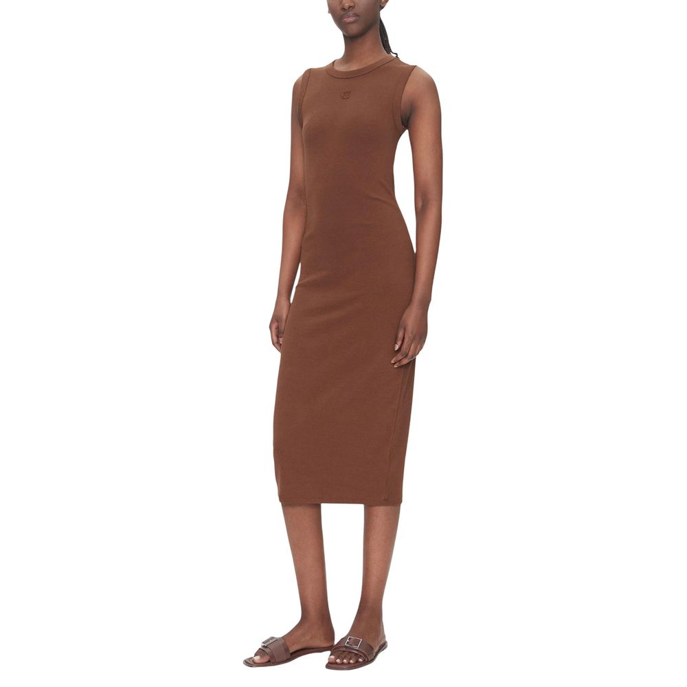 Calvin Klein Jeans Brown Cotton Long Dress | Regal Royce