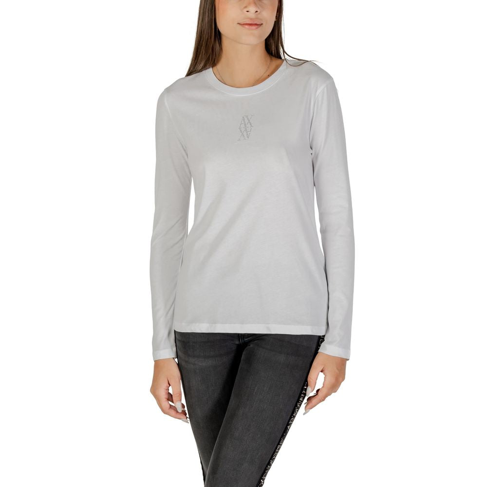 Armani Exchange White Cotton Long Sleeve T-Shirt | Regal Royce