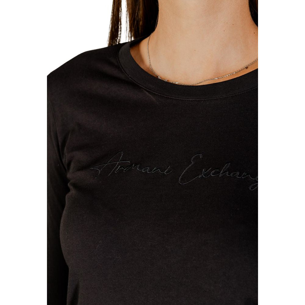 Armani Exchange Black Cotton Long Sleeve T-Shirt | Regal Royce
