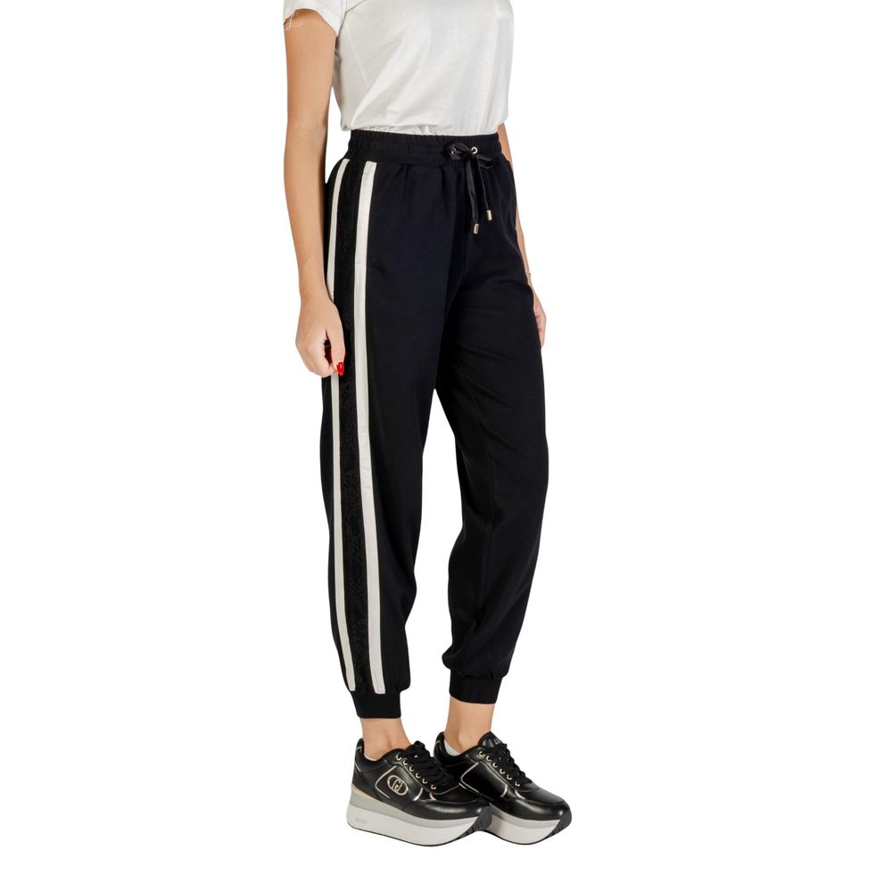 Liu Jo Black And White Cotton Joggers (Workout Pants) | Regal Royce