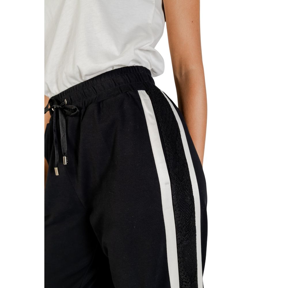 Liu Jo Black And White Cotton Joggers (Workout Pants) | Regal Royce