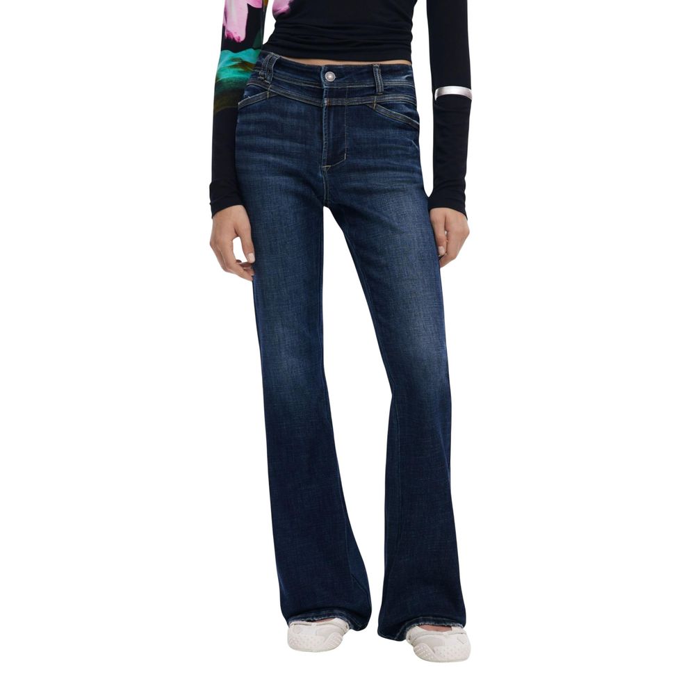 Desigual Blue Cotton Bootcut Jeans | Regal Royce
