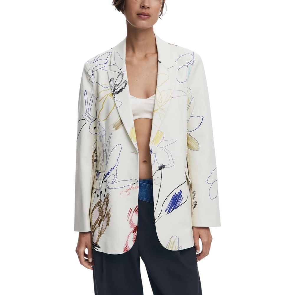Desigual Cream Cotton Blazer | Regal Royce