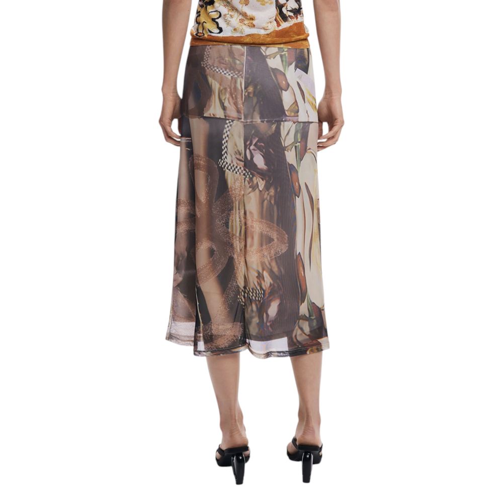 Desigual Beige Polyester Long Skirt | Regal Royce