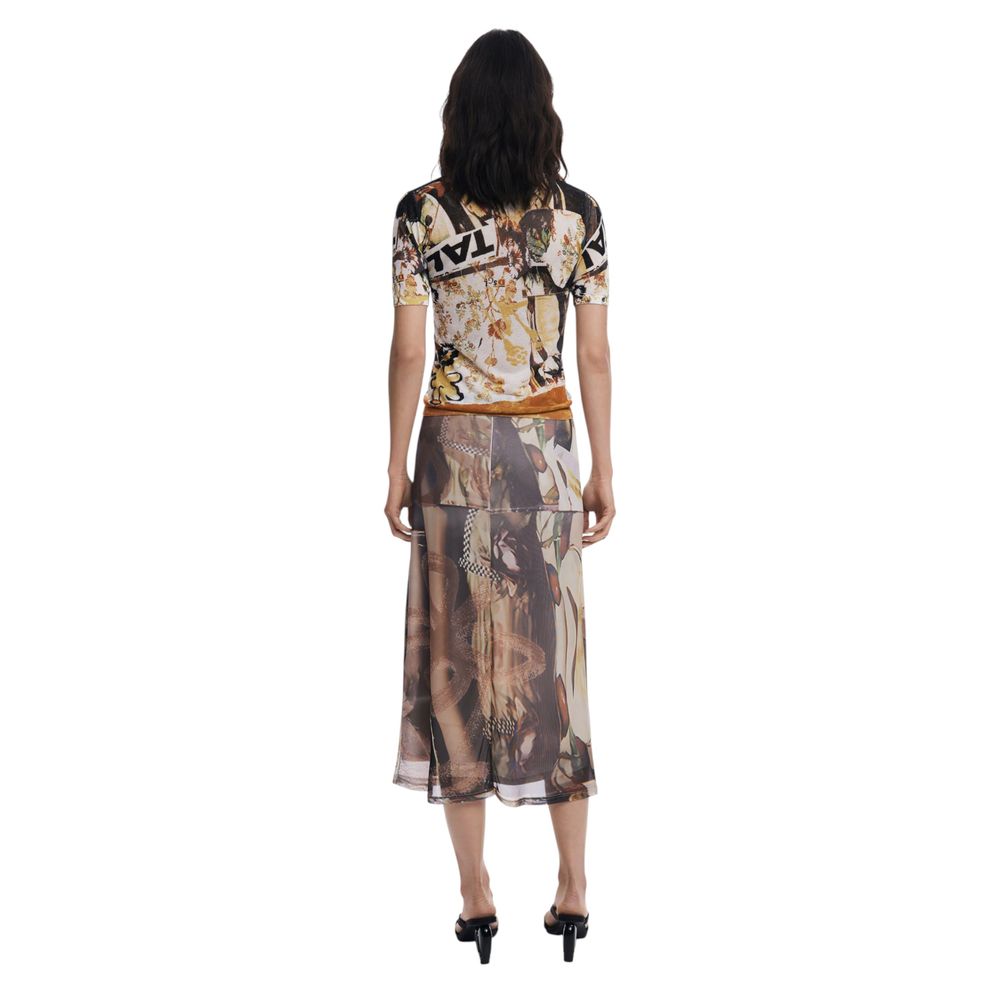 Desigual Beige Polyester Long Skirt | Regal Royce