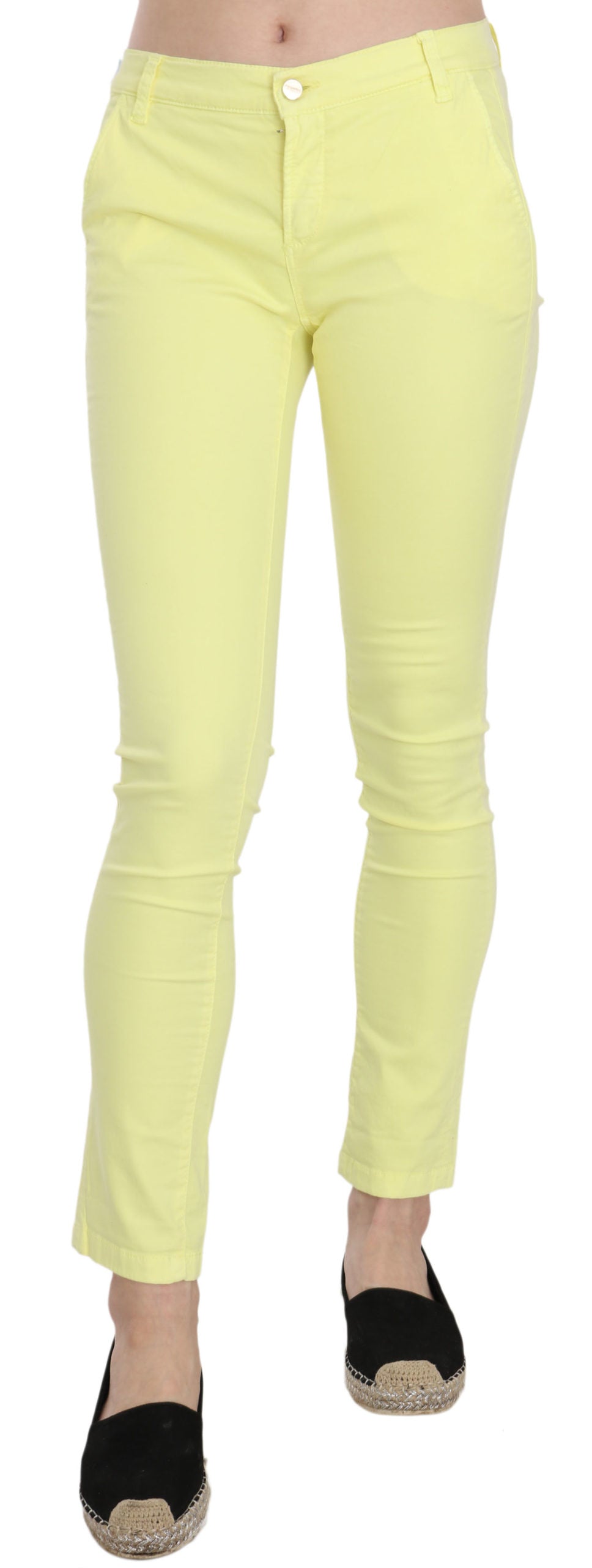 PINKO Yellow Cotton Stretch Low Waist Skinny Casual Trouser Pants | Regal Royce