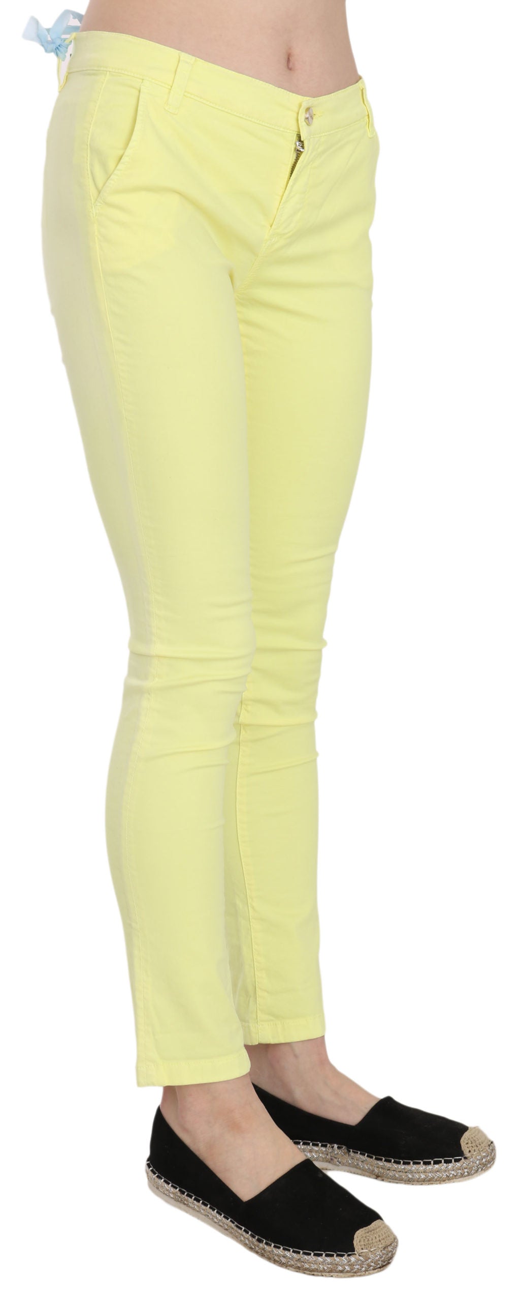 PINKO Yellow Cotton Stretch Low Waist Skinny Casual Trouser Pants | Regal Royce