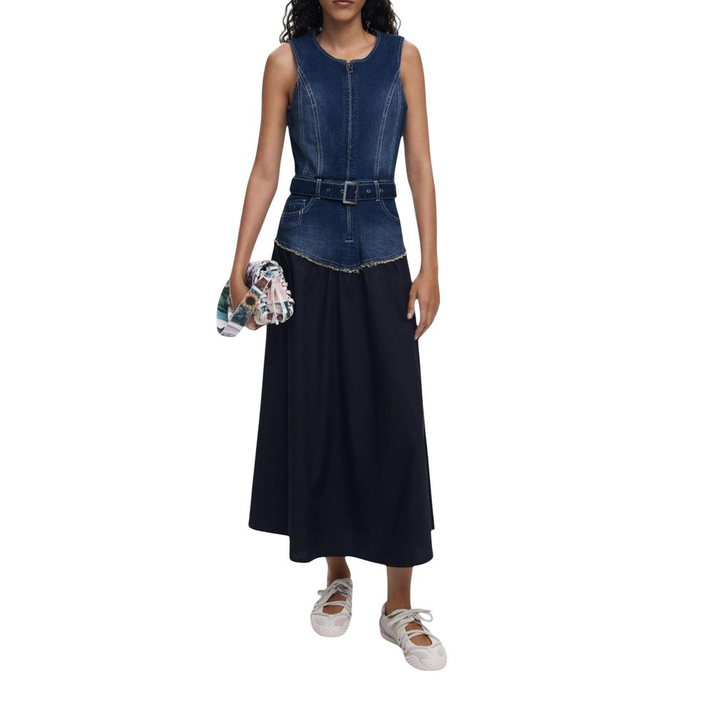 Desigual Blue Cotton Long Dress | Regal Royce