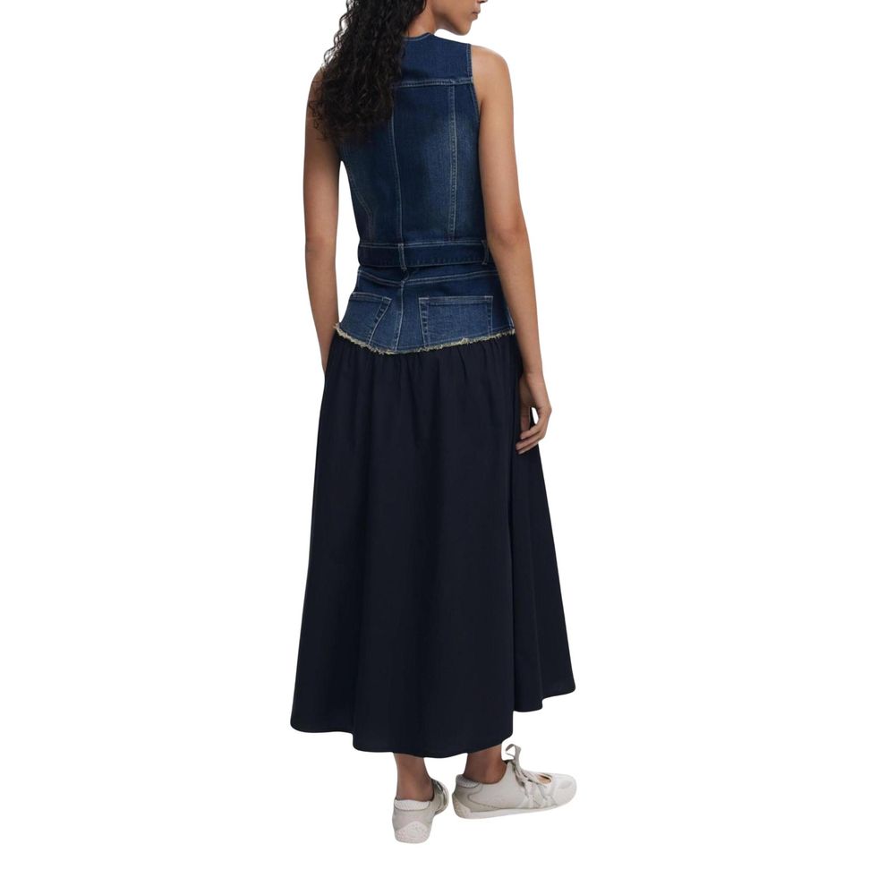 Desigual Blue Cotton Long Dress | Regal Royce