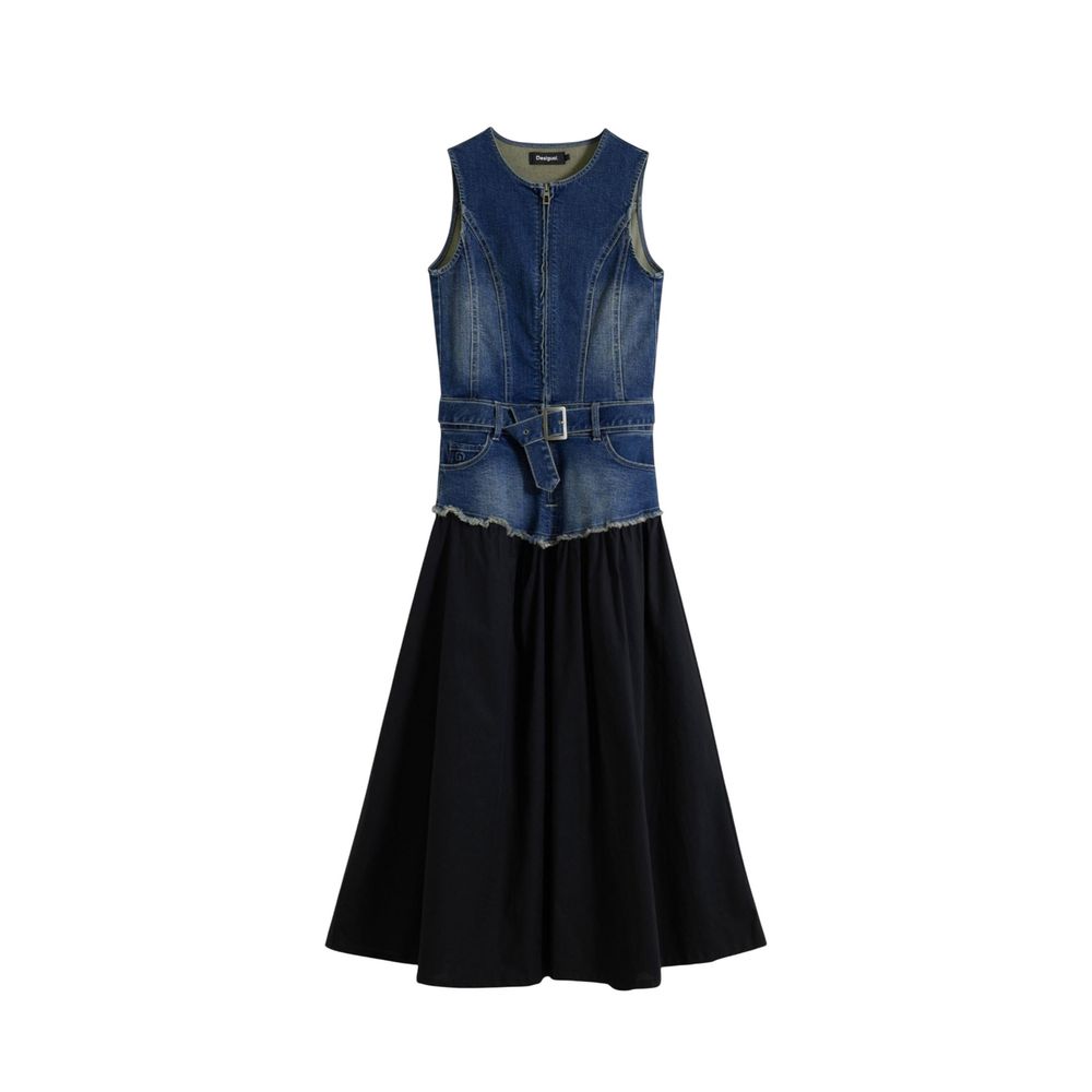 Desigual Blue Cotton Long Dress | Regal Royce