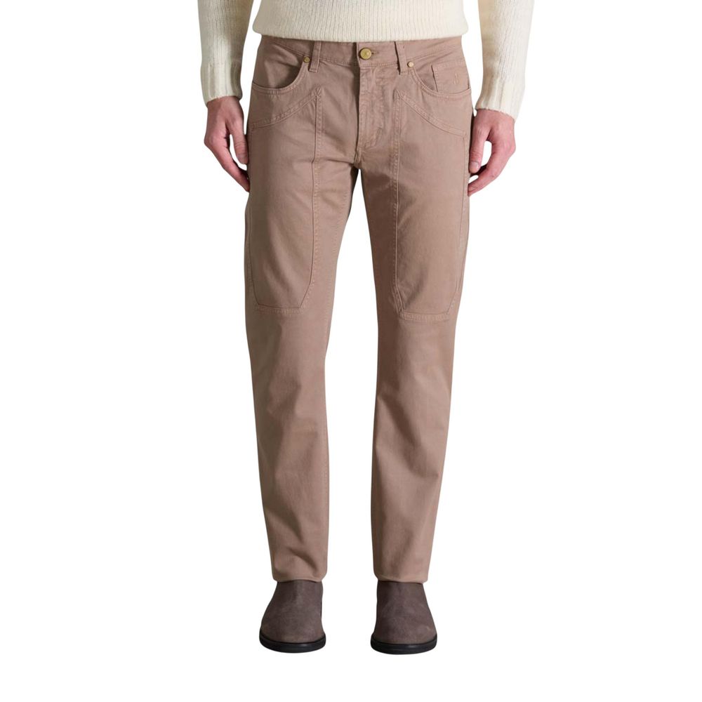 Jeckerson Beige Cotton Skinny Pants | Regal Royce
