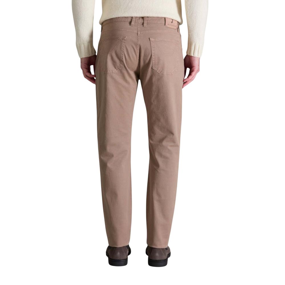 Jeckerson Beige Cotton Skinny Pants | Regal Royce