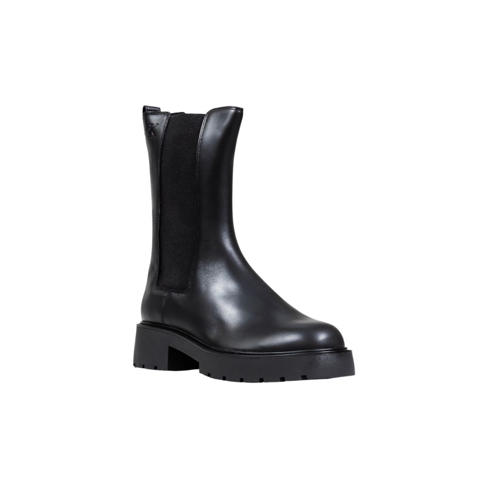 Calvin Klein Jeans Black Leather Ankle Boots | Regal Royce