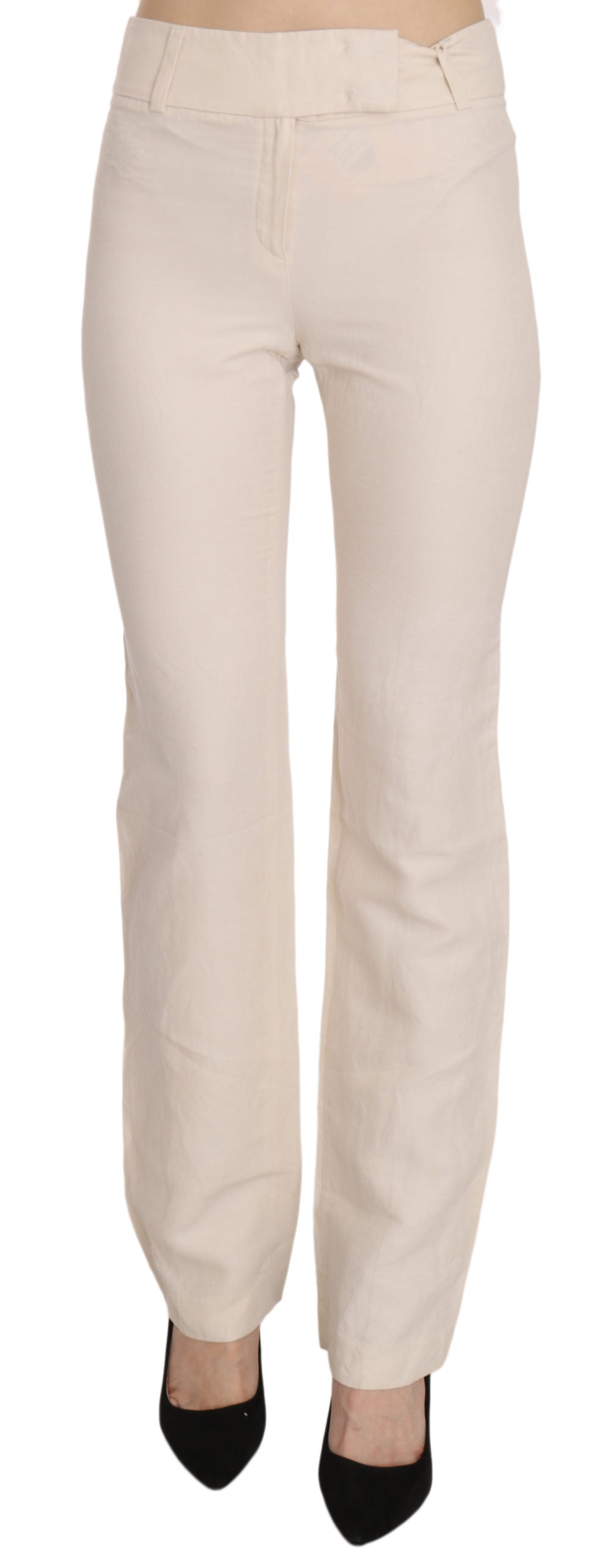 LAUREL White High Waist Silk Blend Flared Dress Trousers Pants | Regal Royce