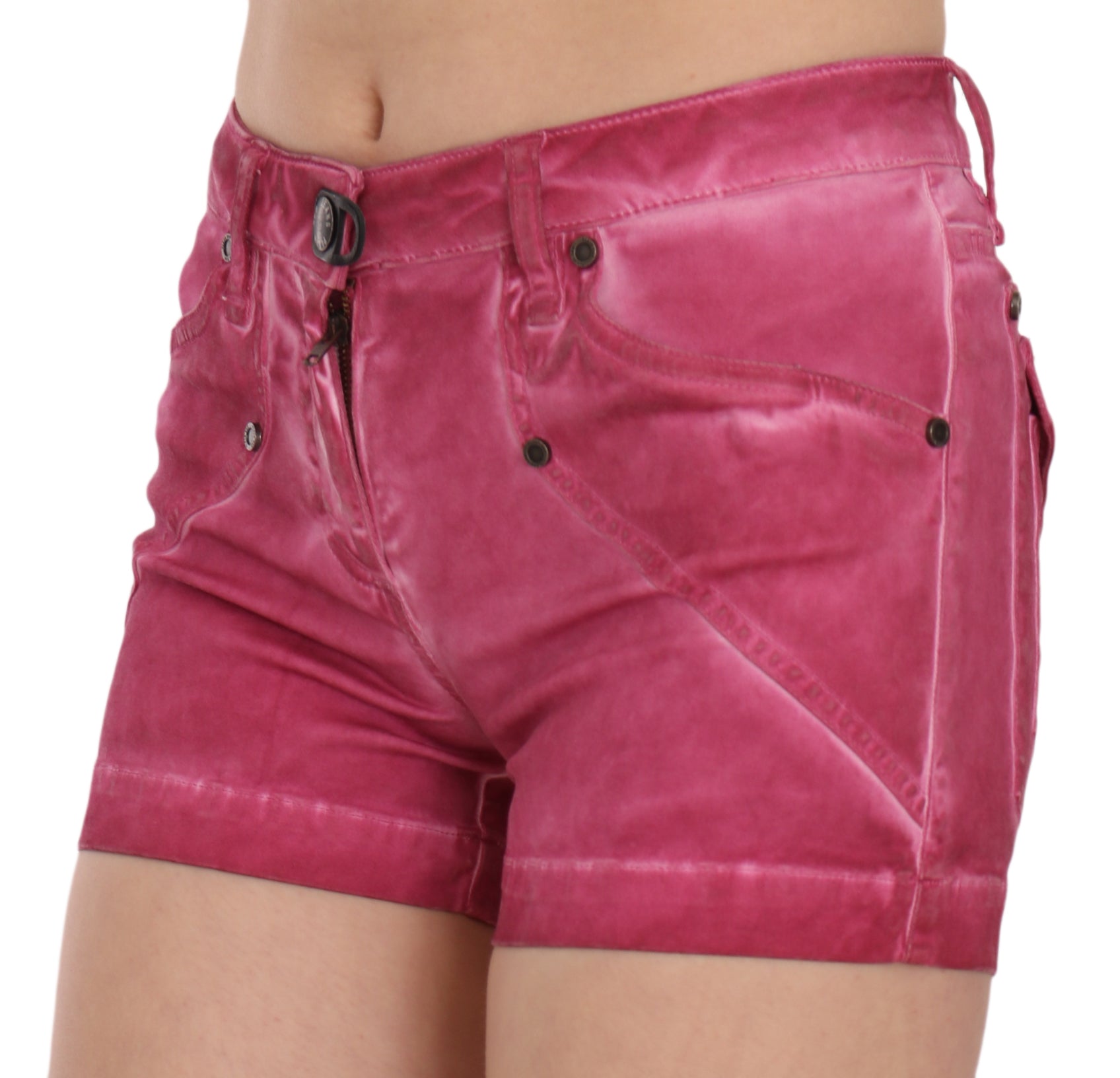 PLEIN SUD Pink Mid Waist Cotton Mini Denim Shorts | Regal Royce