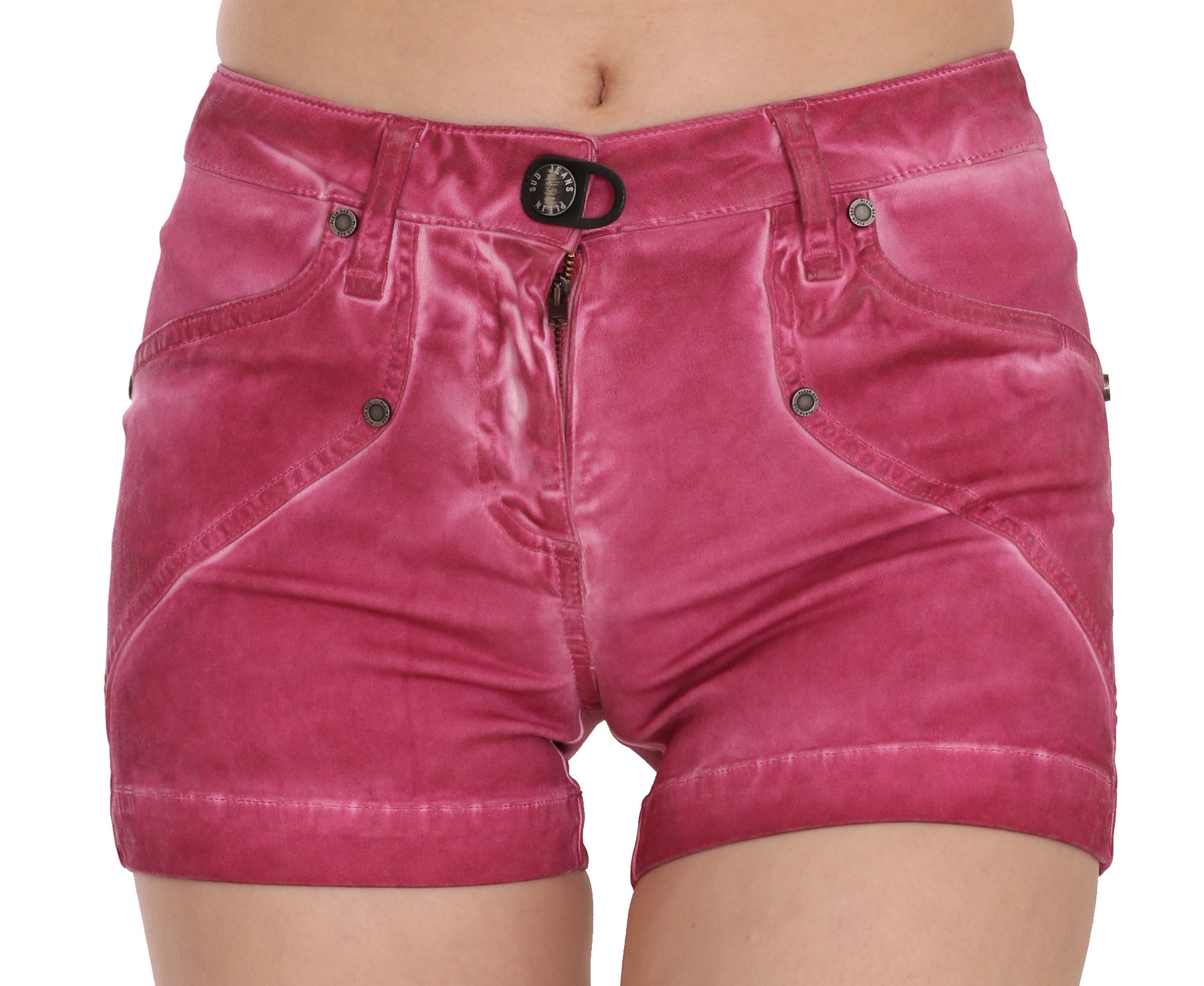 PLEIN SUD Pink Mid Waist Cotton Mini Denim Shorts | Regal Royce