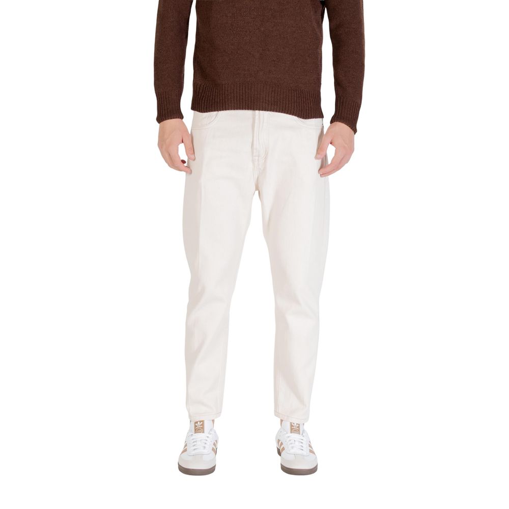 Gianni Lupo Cream Cotton Relaxed Fit Jeans | Regal Royce