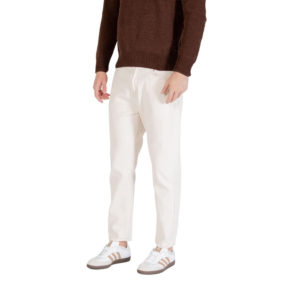 Gianni Lupo Cream Cotton Relaxed Fit Jeans | Regal Royce