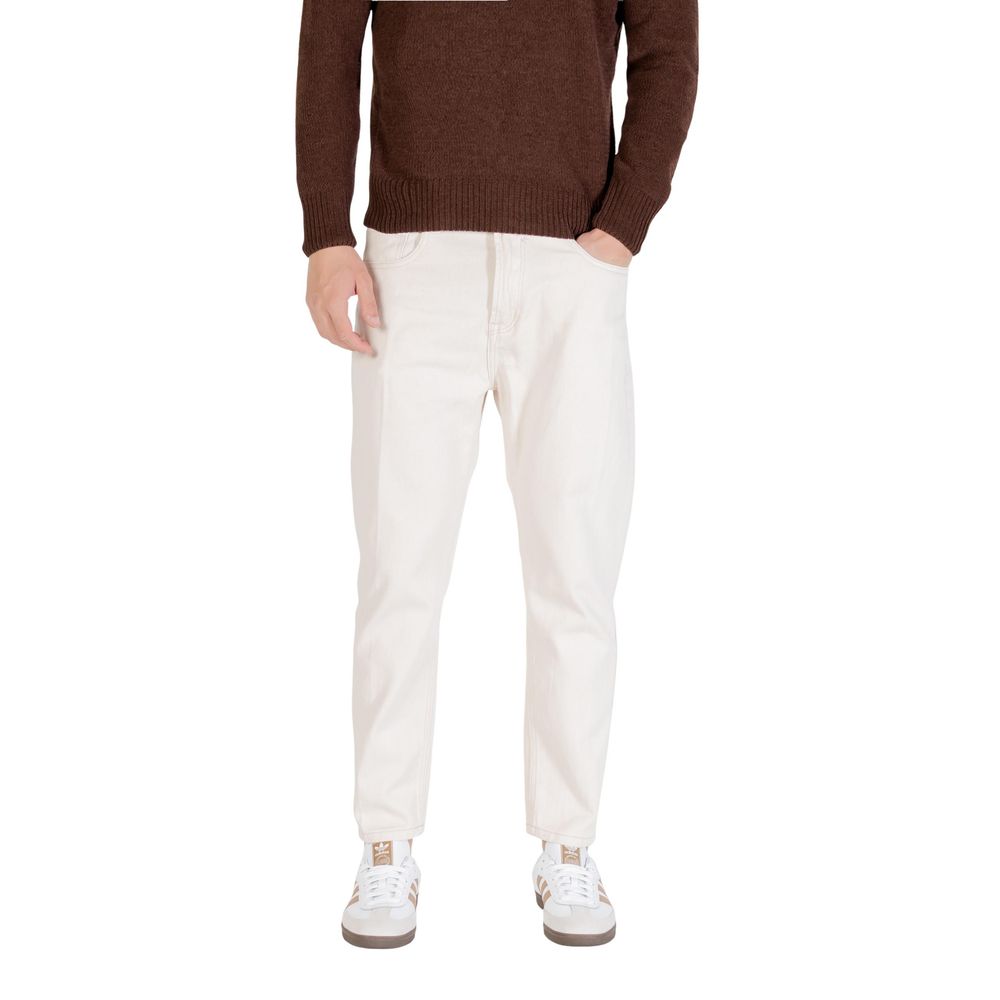 Gianni Lupo Cream Cotton Relaxed Fit Jeans | Regal Royce