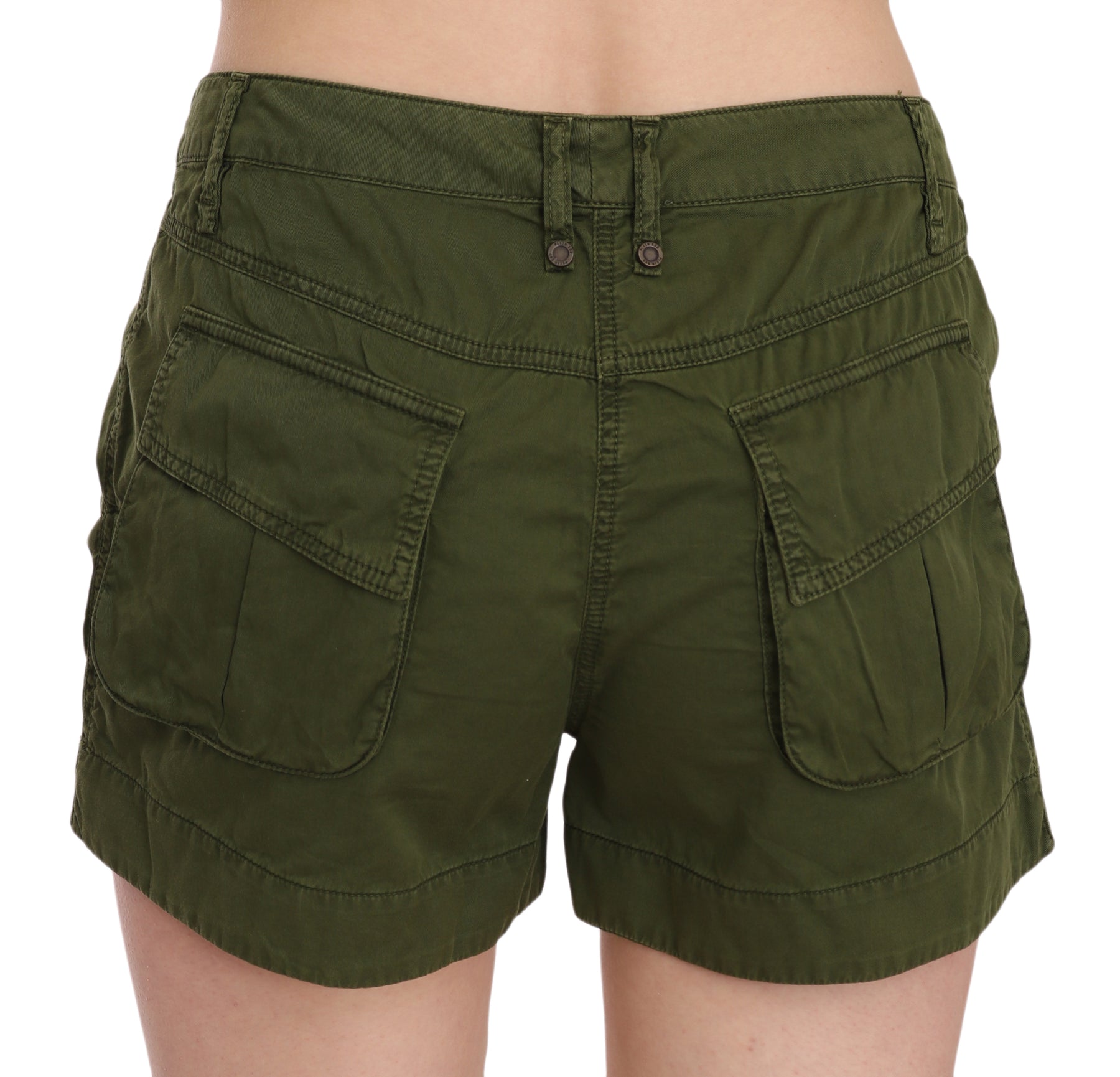 PLEIN SUD Green Mid Waist 100% Cotton Mini Shorts | Regal Royce