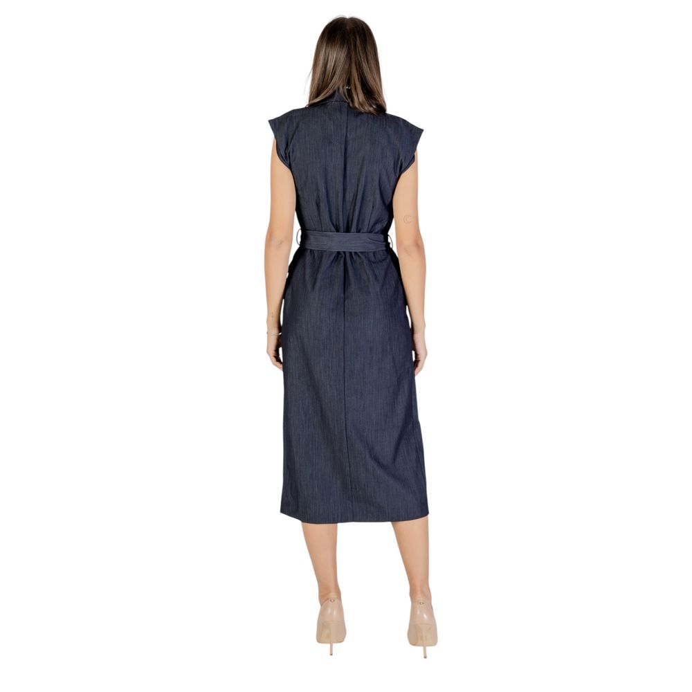ICHI Blue Polyester Long Dress | Regal Royce