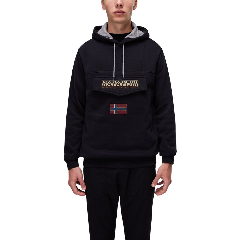 Napapijri Black Cotton Hoodie | Regal Royce