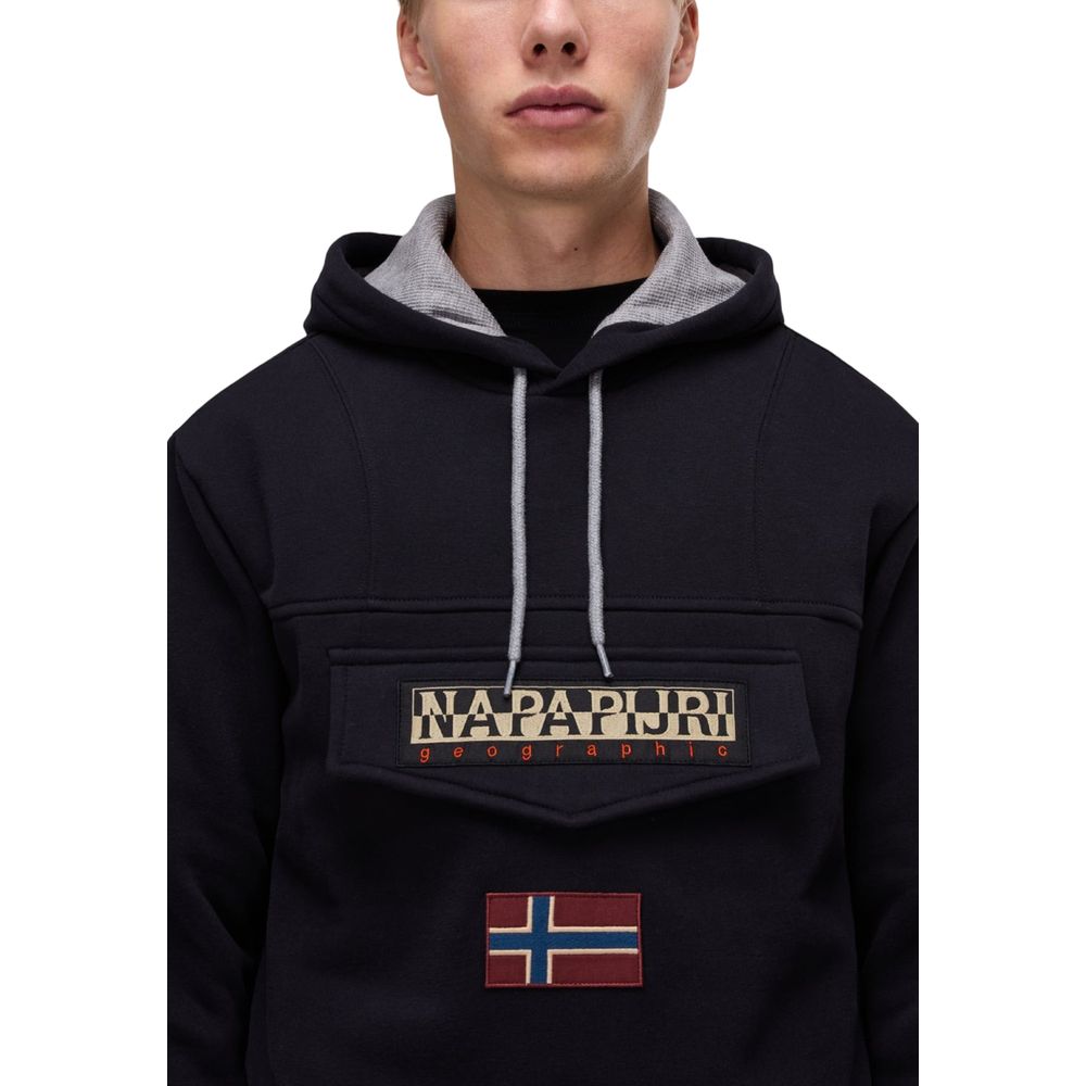 Napapijri Black Cotton Hoodie | Regal Royce