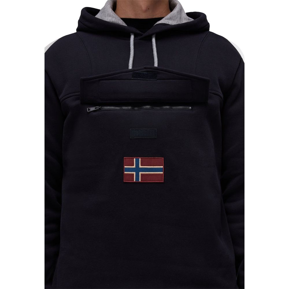 Napapijri Black Cotton Hoodie | Regal Royce