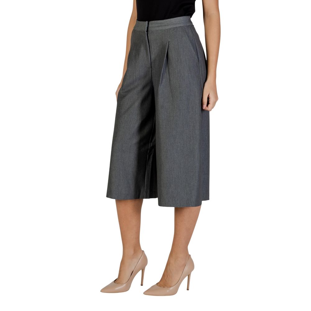 ICHI Gray Polyester Cropped Pants | Regal Royce