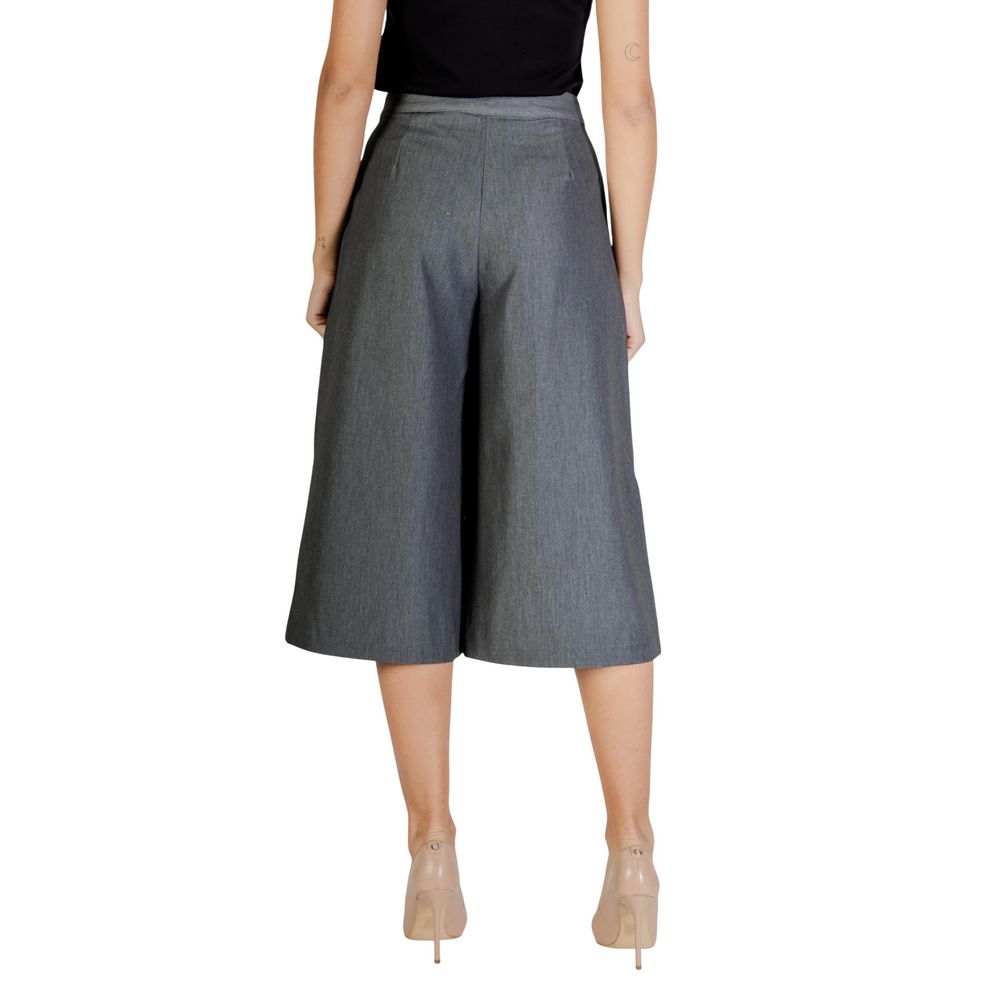 ICHI Gray Polyester Cropped Pants | Regal Royce