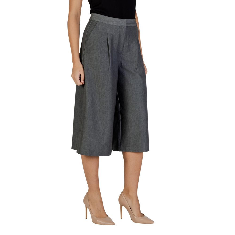 ICHI Gray Polyester Cropped Pants | Regal Royce