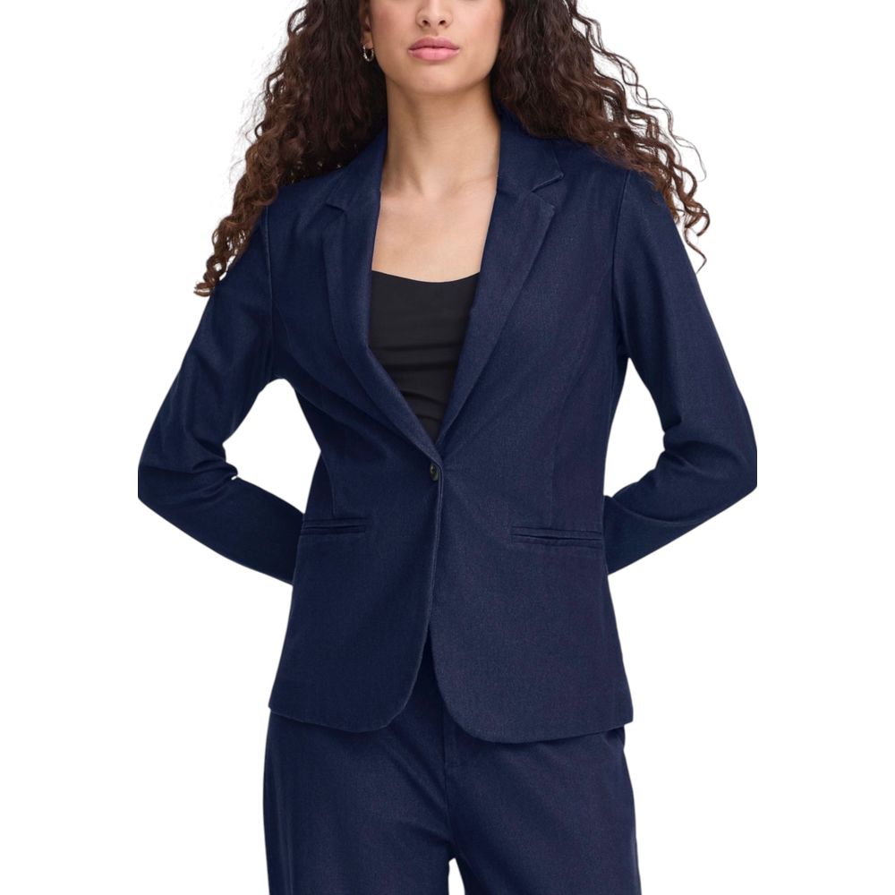 ICHI Blue Cotton Blazer | Regal Royce