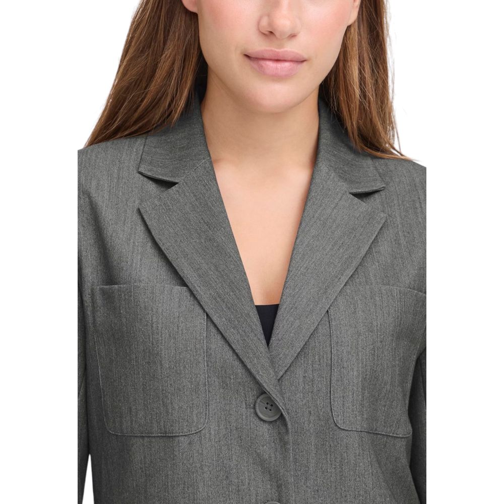 ICHI Gray Polyester Blazer | Regal Royce