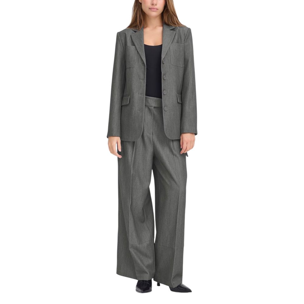 ICHI Gray Polyester Blazer | Regal Royce