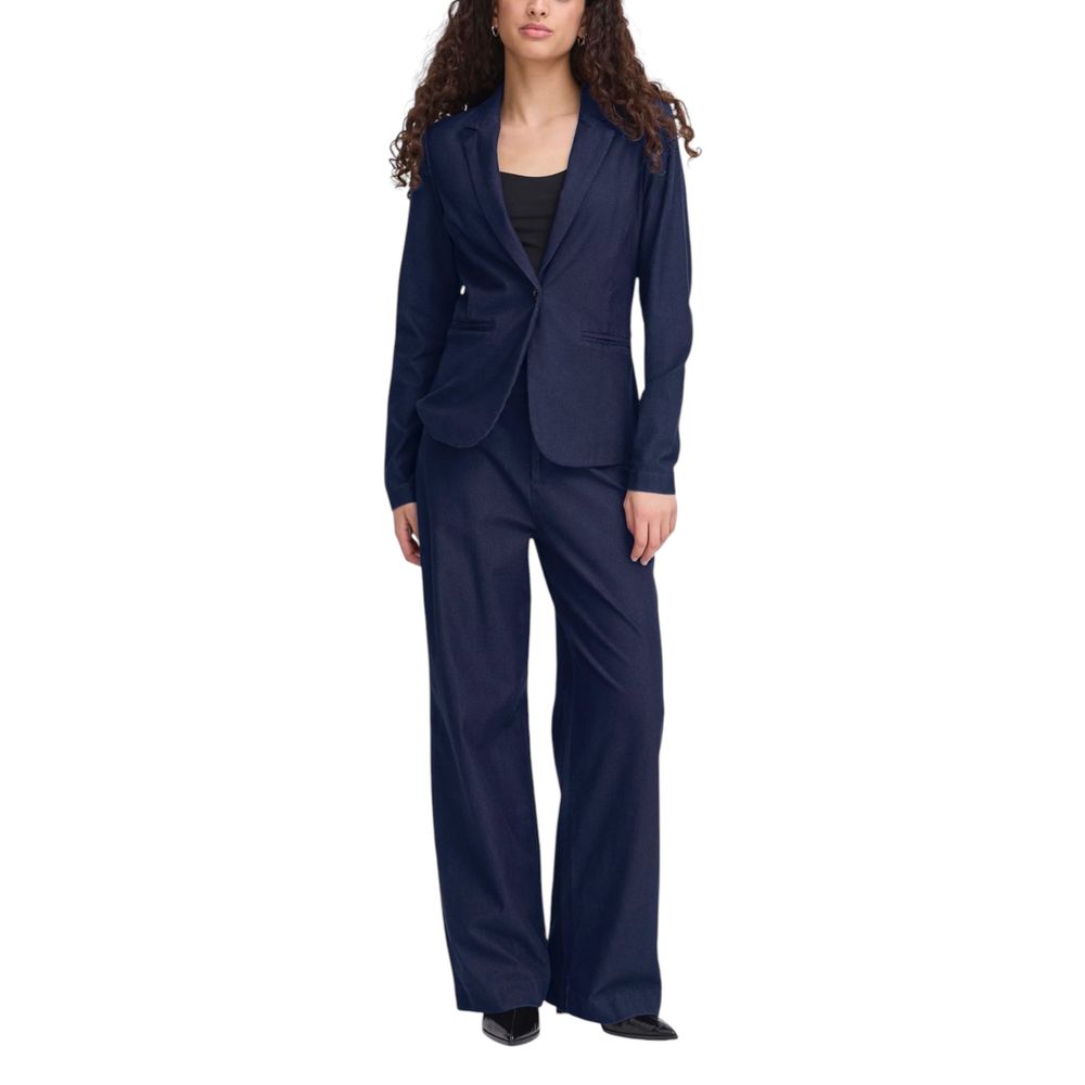 ICHI Blue Cotton Blazer | Regal Royce