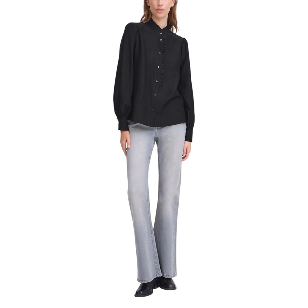 ICHI Black Viscose Blouse | Regal Royce