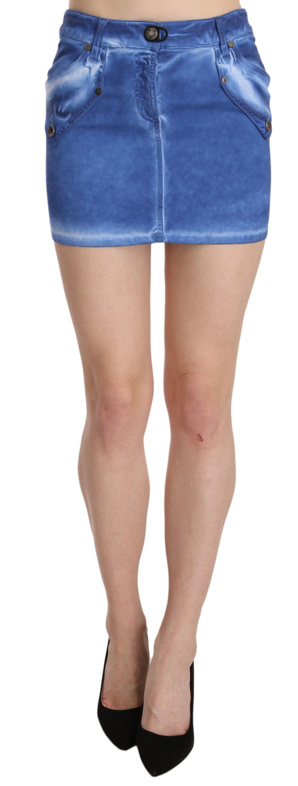 PLEIN SUD Blue Cotton Stretch Casual Mini Skirt | Regal Royce