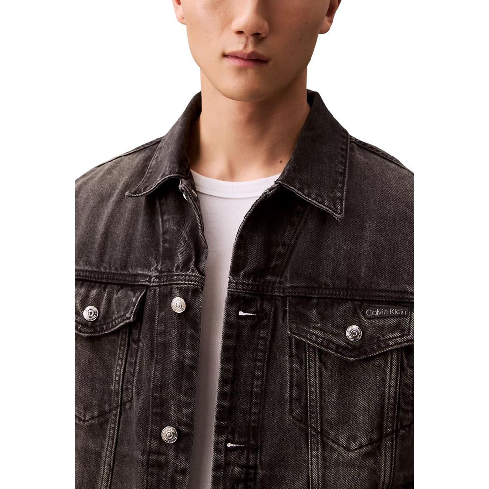 Calvin Klein Jeans Black Cotton Denim Jacket | Regal Royce