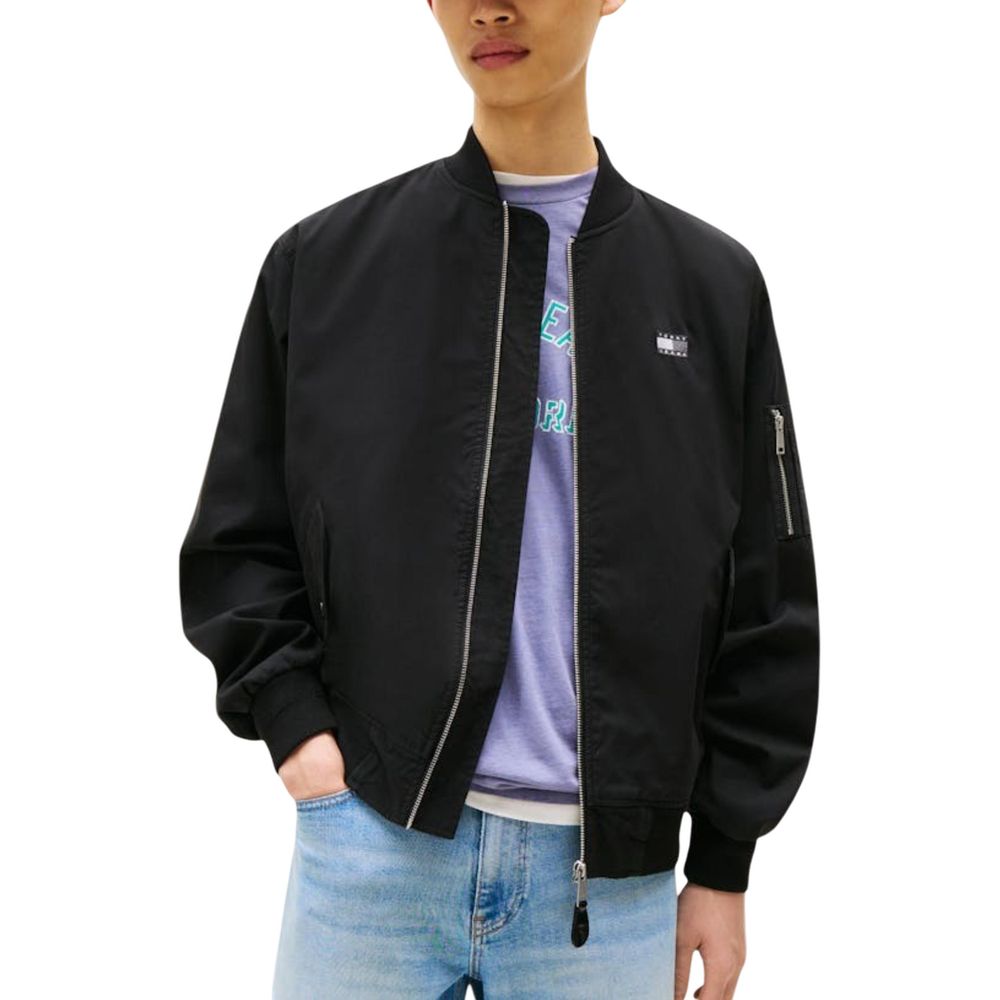 Tommy Hilfiger Jeans Black Recycled Cotton Bomber | Regal Royce