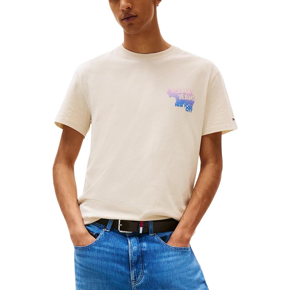 Tommy Hilfiger Jeans Beige Recycled Cotton T-Shirt | Regal Royce