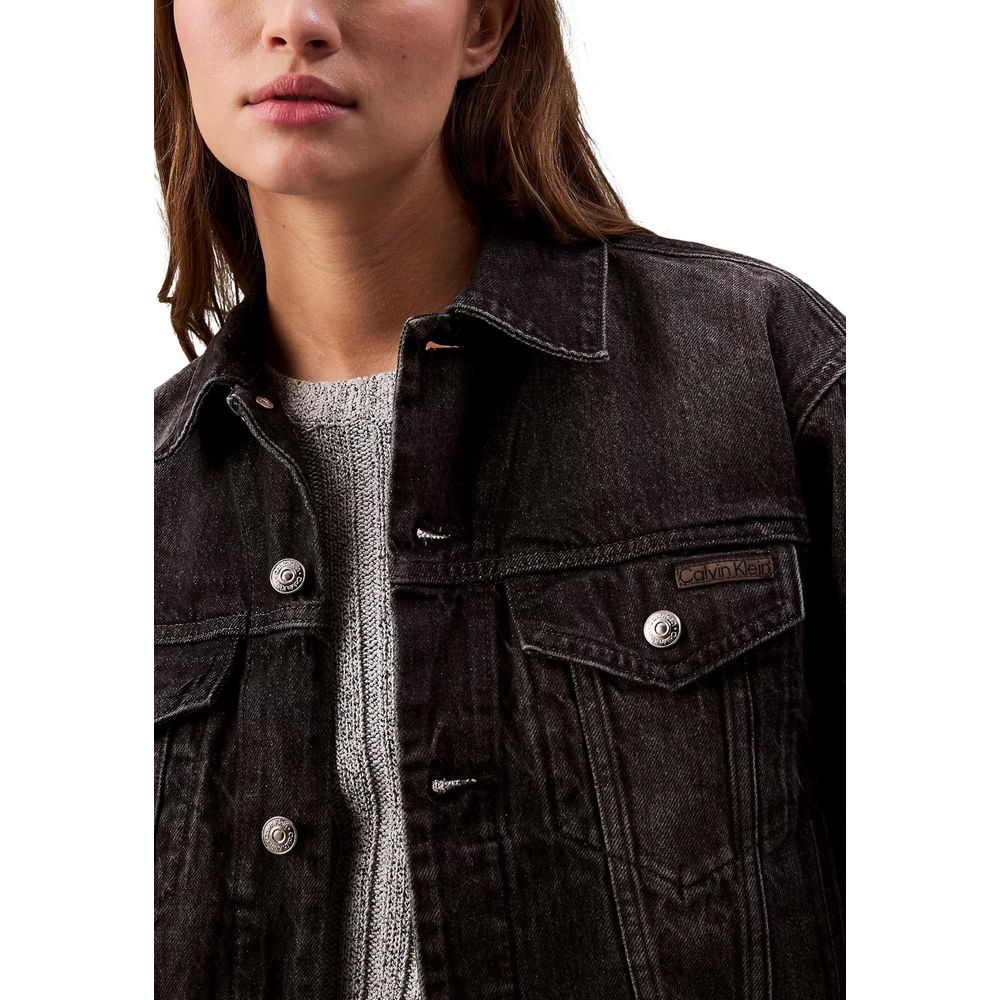 Calvin Klein Jeans Black Cotton Denim Jacket | Regal Royce