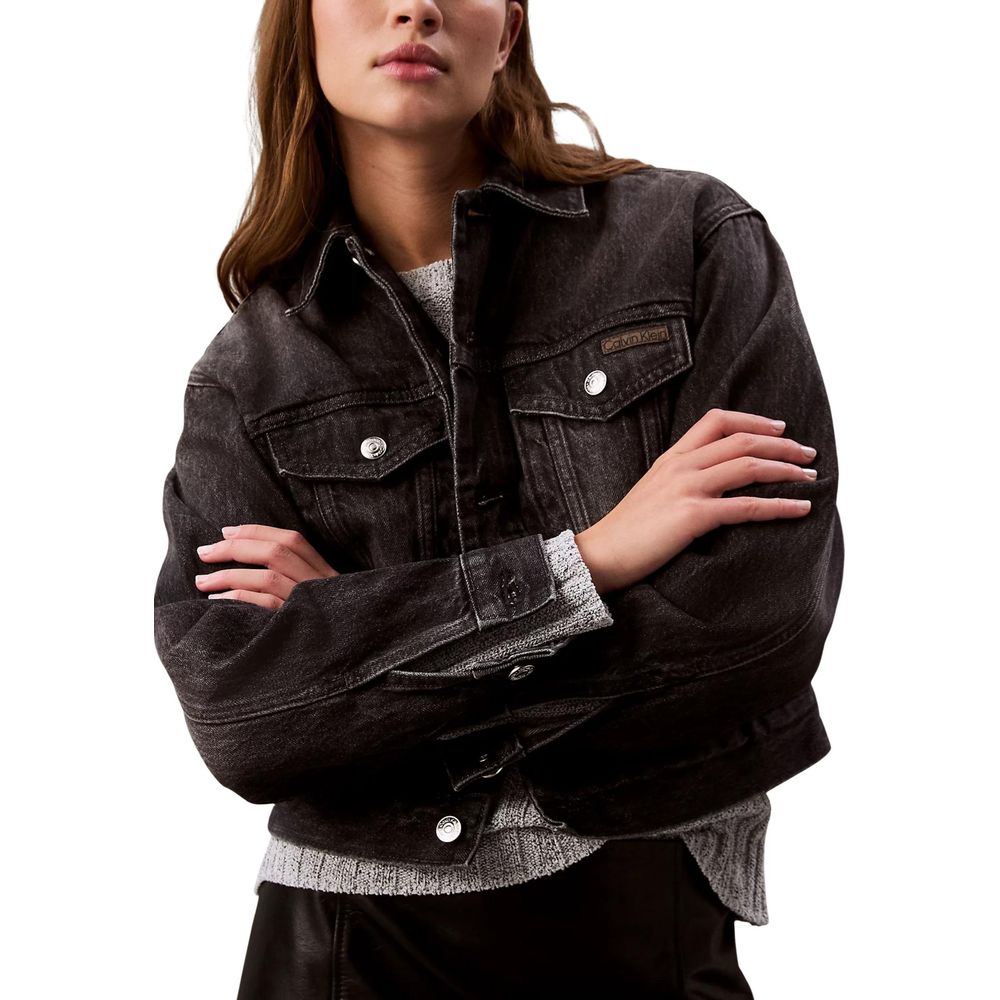 Calvin Klein Jeans Black Cotton Denim Jacket | Regal Royce
