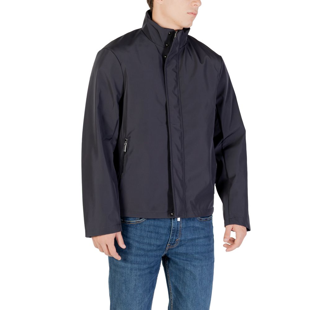 Armani Exchange Blue Polyester Full-Length Jacket | Regal Royce
