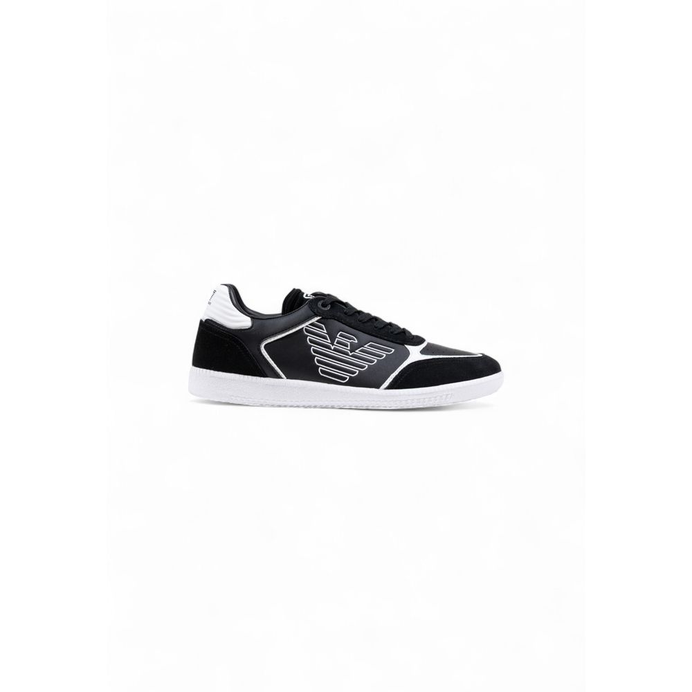 EA7 Emporio Armani Black And White Leather Athletic Sneakers | Regal Royce