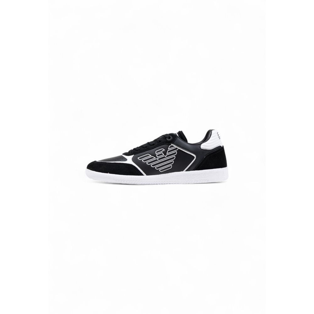 EA7 Emporio Armani Black And White Leather Athletic Sneakers | Regal Royce