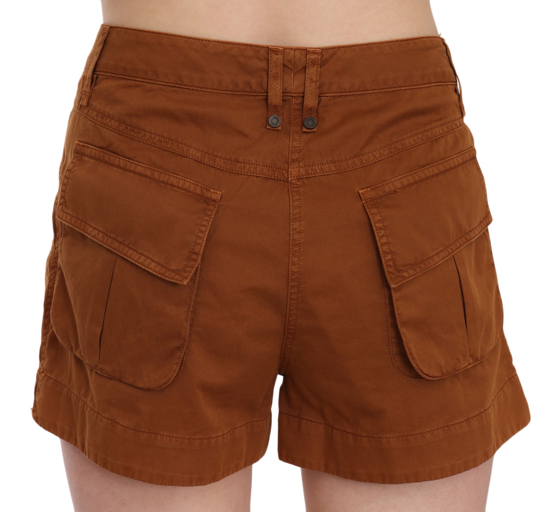 PLEIN SUD Brown Mid Waist Cotton Denim Mini Shorts | Regal Royce