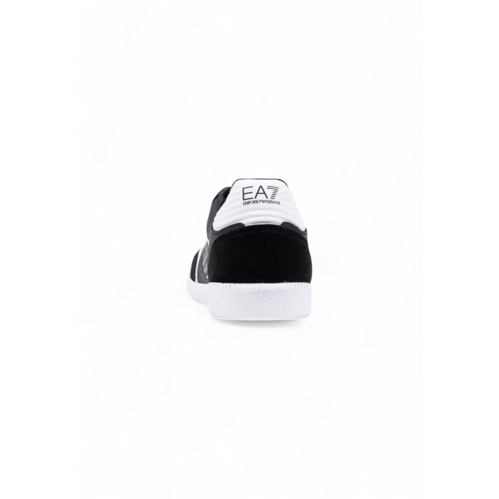 EA7 Emporio Armani Black And White Leather Athletic Sneakers | Regal Royce